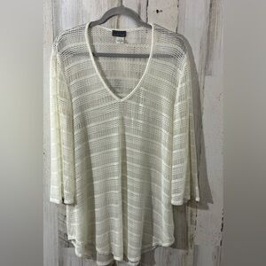 Jordan Taylor Women’s Sheer V-Neck Coverup/Tunic Lightweight Size Medium 🏖️☀️